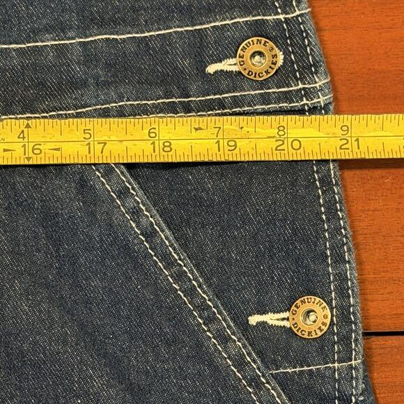 Genuine Dickies Denim Bib Overalls Mens Medium MR Blue Workwear Festival - Picture 9 of 15